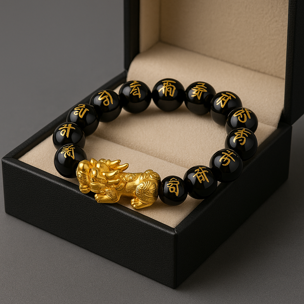 Feng Shui Wealth & Protection Bracelet (Black Obsidian + Pi Xiu)