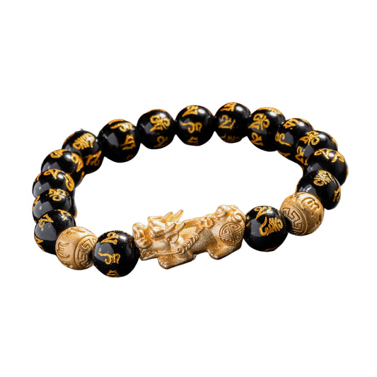 Feng Shui Wealth & Protection Bracelet (Black Obsidian + Pi Xiu)