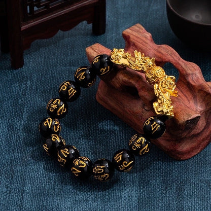 Feng Shui Wealth & Protection Bracelet (Black Obsidian + Pi Xiu)